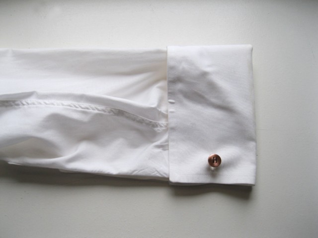Bullet Monogram Single Cufflink shown on shirt